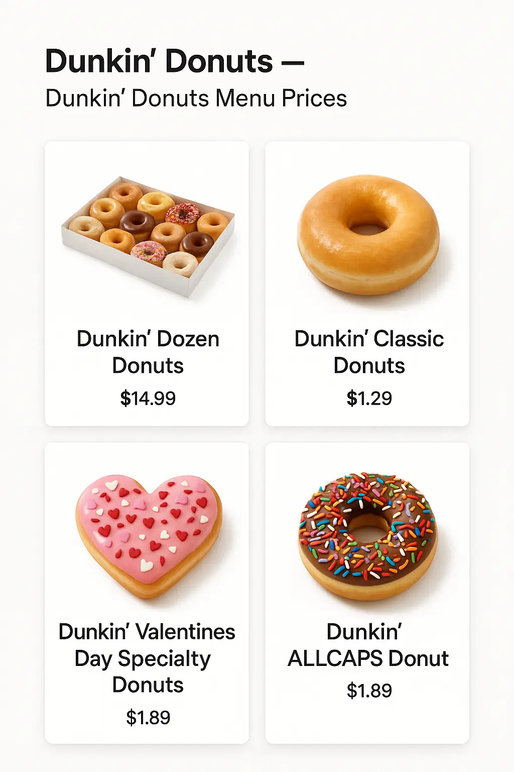 Dunkin' Donuts Menu Prices