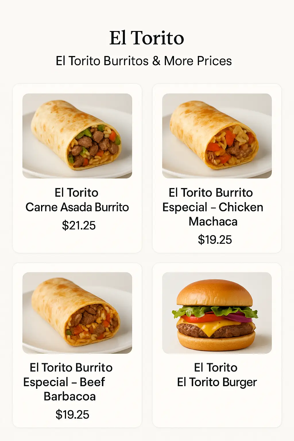 El Torito Burritos & More Prices