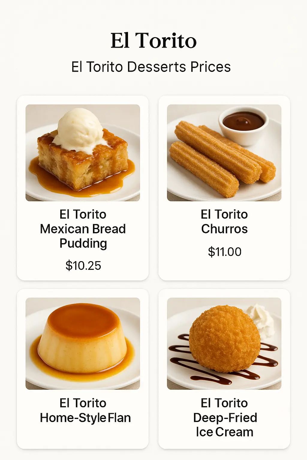 El Torito Desserts Prices