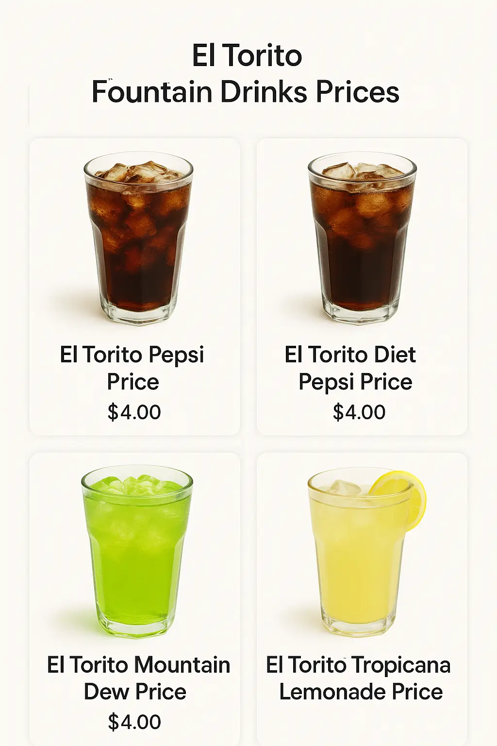 El Torito Fountain Drinks Prices