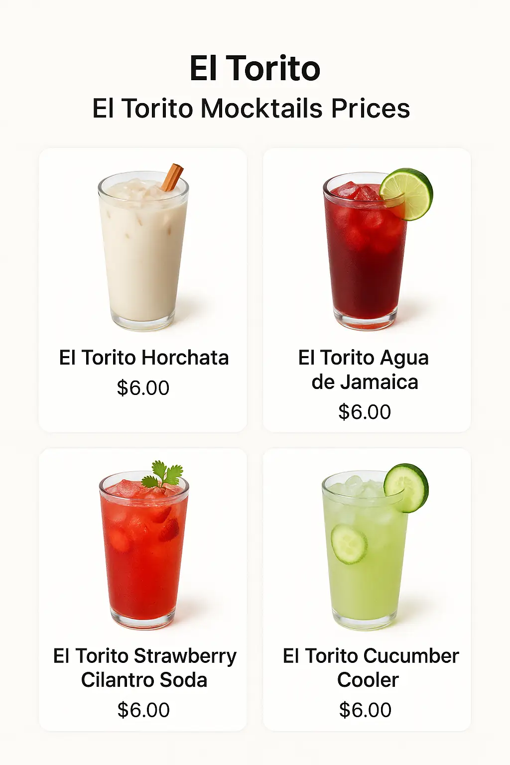 El Torito Mocktails Prices