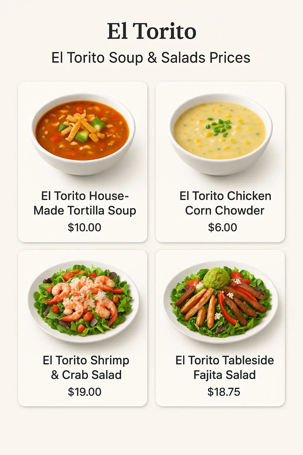 El Torito Soup & Salads Prices