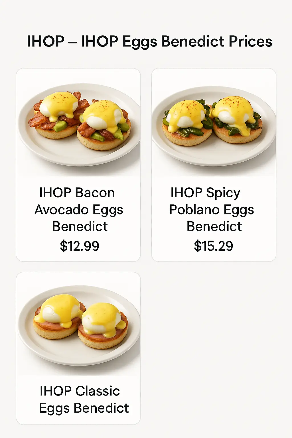 IHOP Eggs Benedict Prices