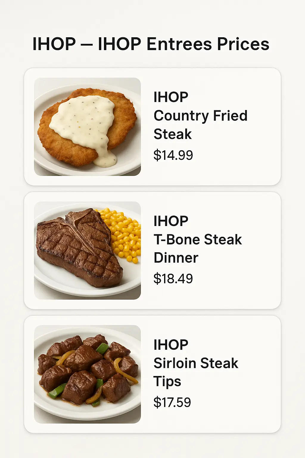 IHOP Entrees Prices