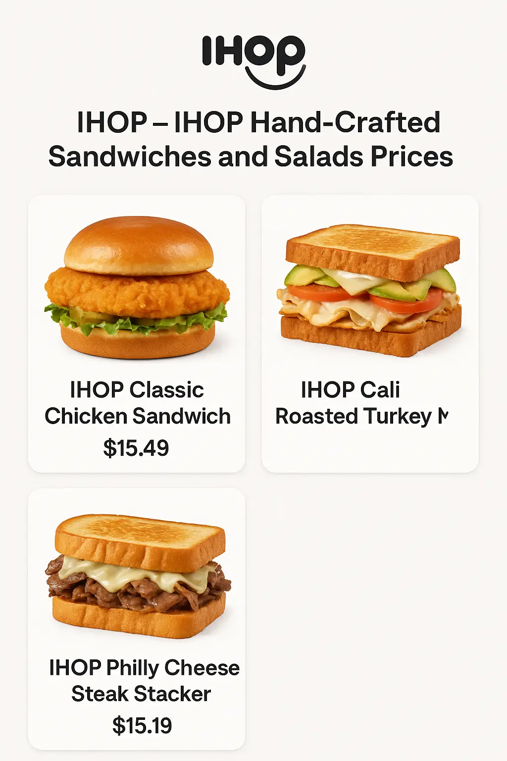 IHOP Hand-Crafted Sandwiches and Salads Prices