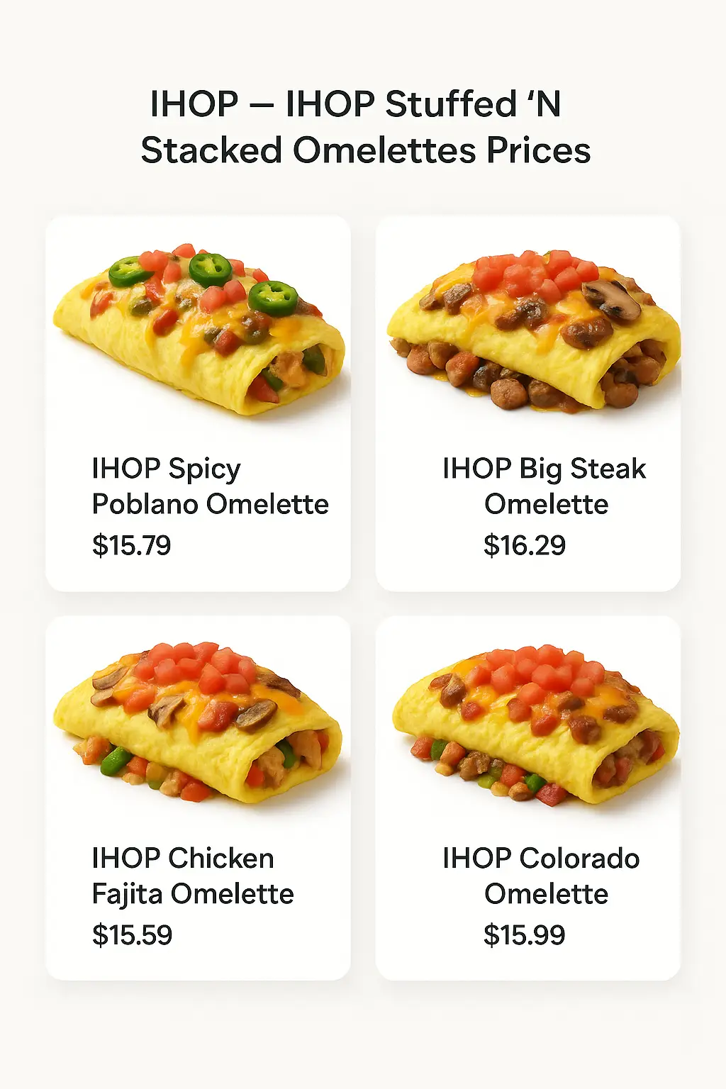 IHOP Stuffed 'N Stacked Omelettes Prices