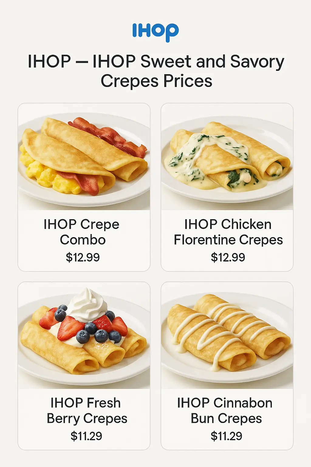 IHOP Sweet and Savory Crepes Prices