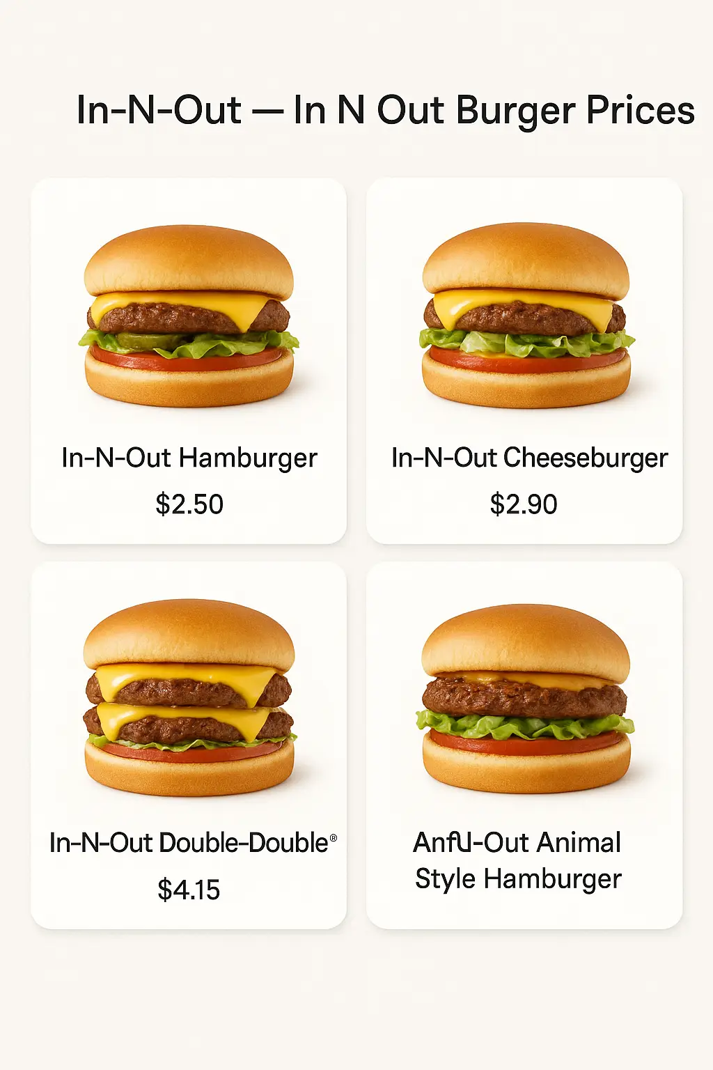 In N Out Burger Prices