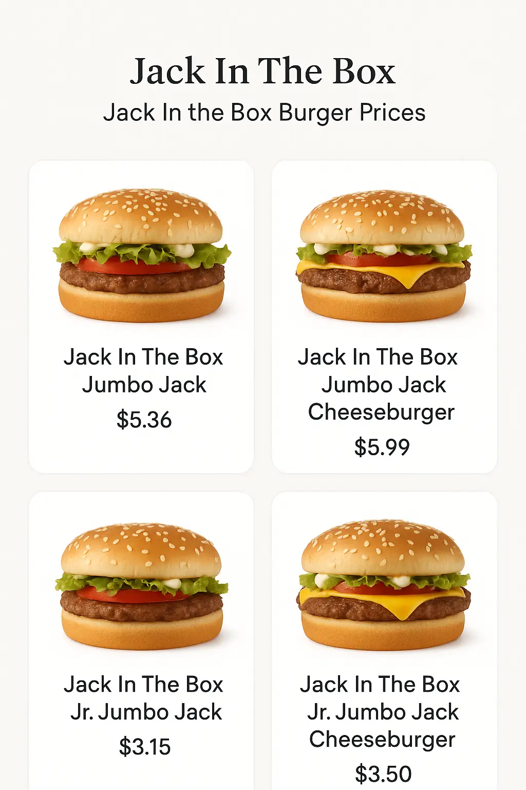 Jack In The Box Burger Prices