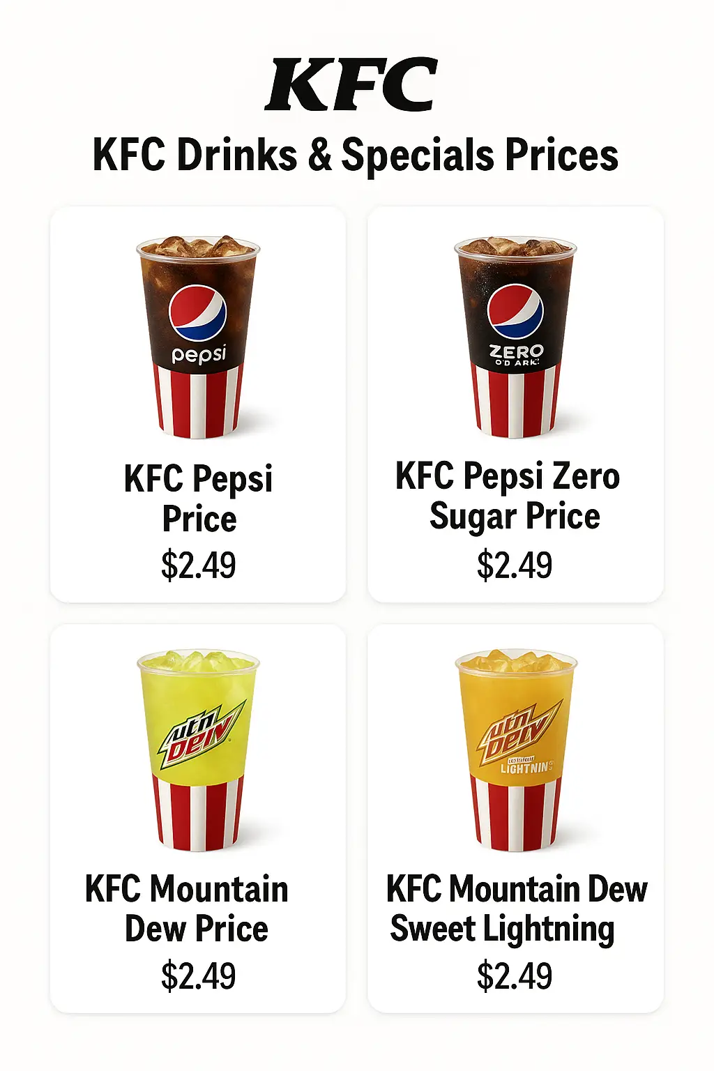 KFC Drinks & Specials Prices
