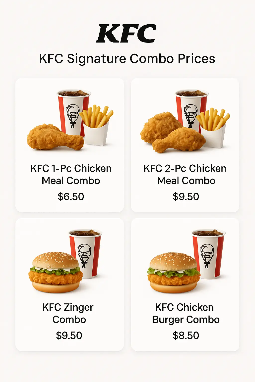 KFC Signature Combo Prices