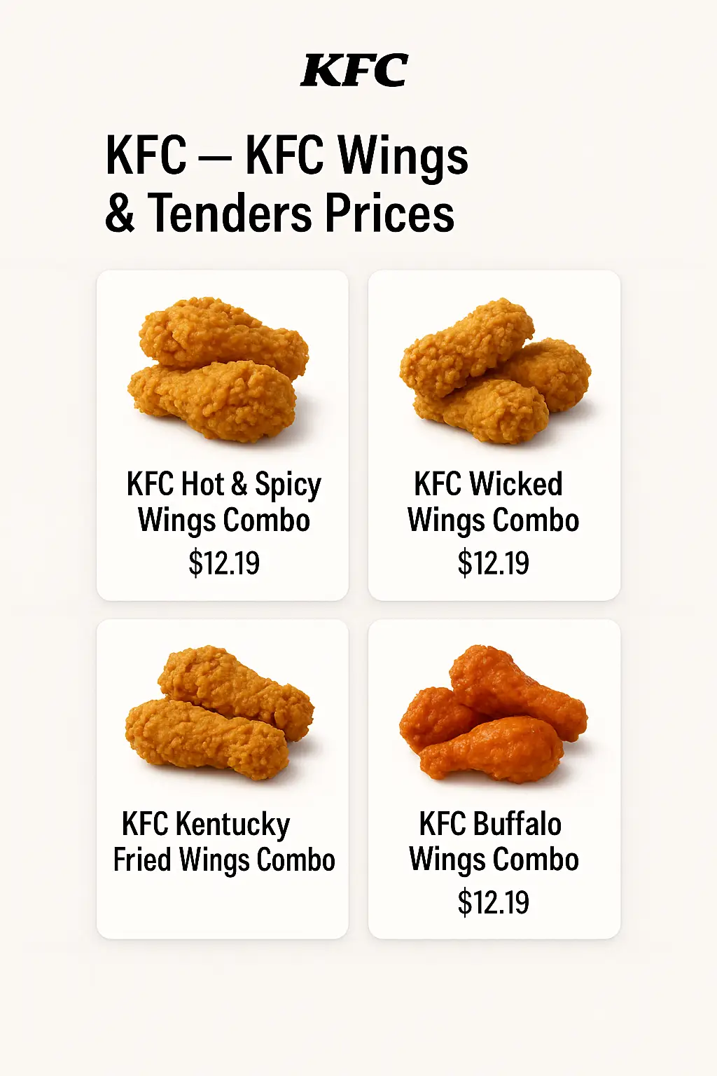 KFC Wings & Tenders Prices