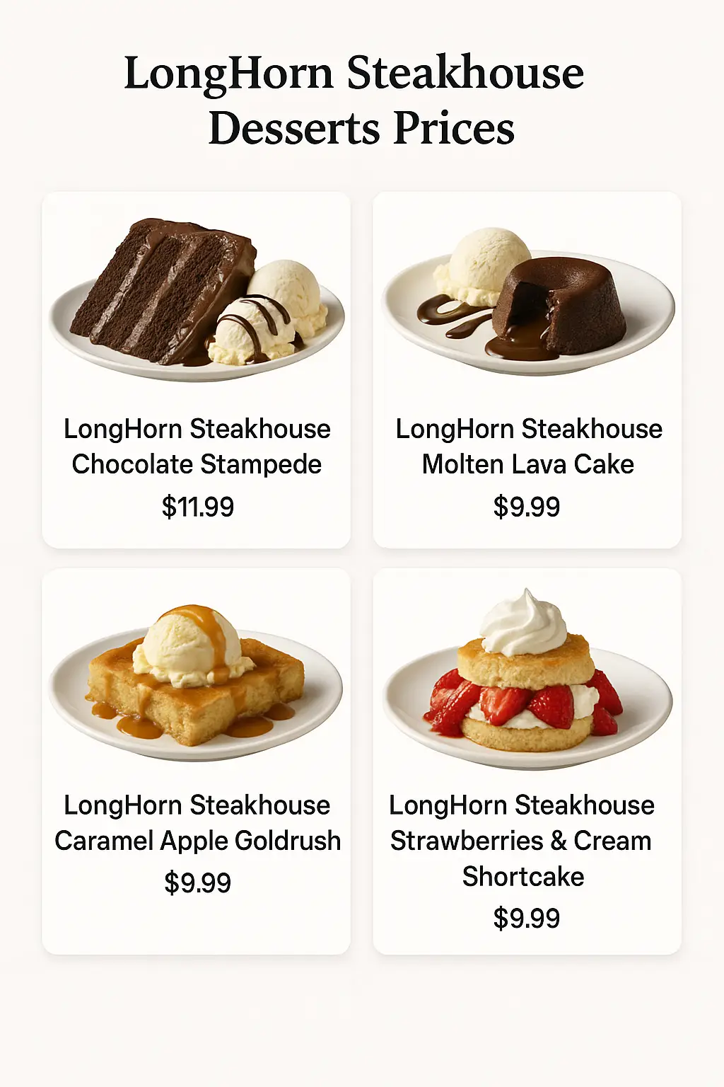 LongHorn Steakhouse Desserts Prices