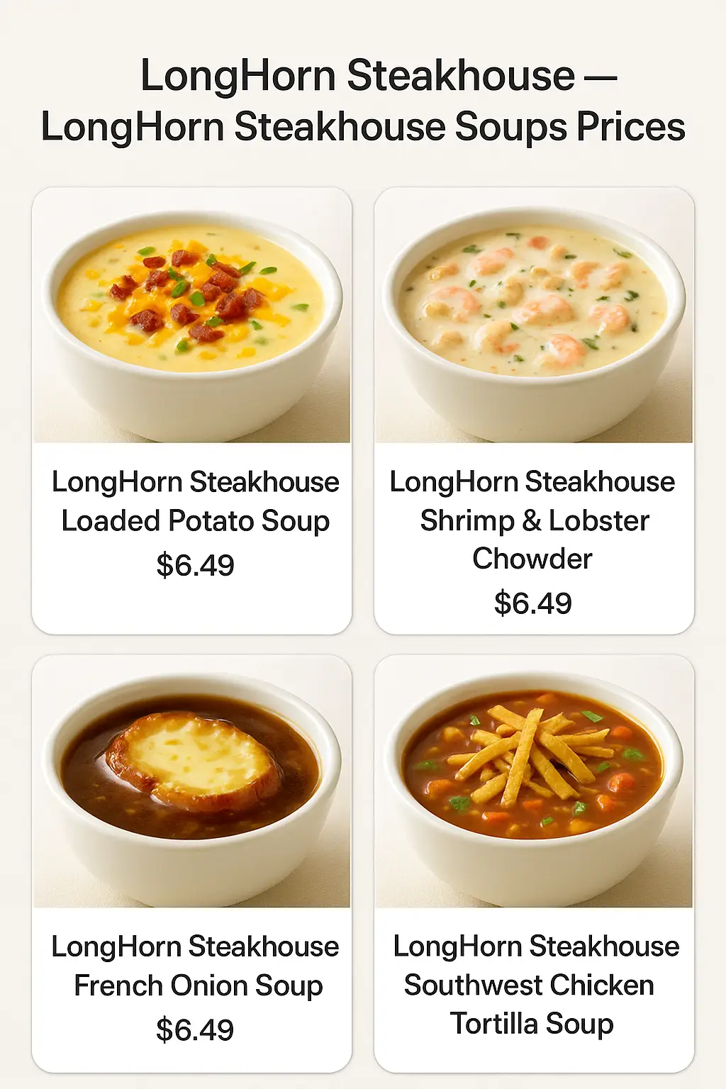 LongHorn Steakhouse Soups Prices