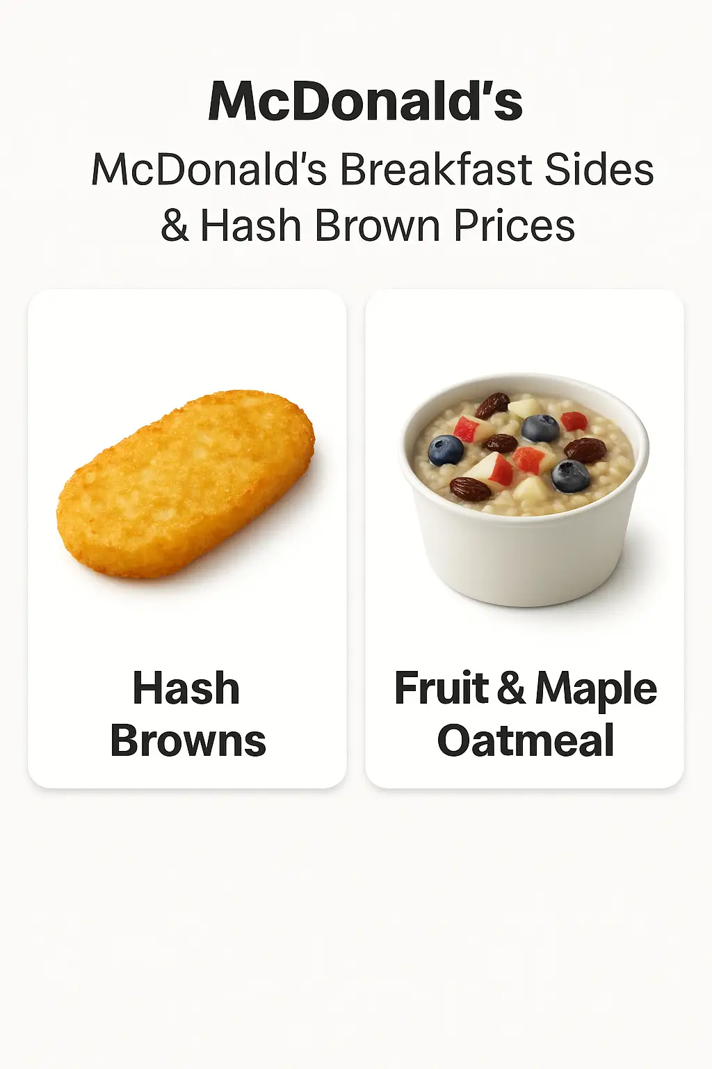 McDonald's Breakfast Sides & Hash Brown Prices