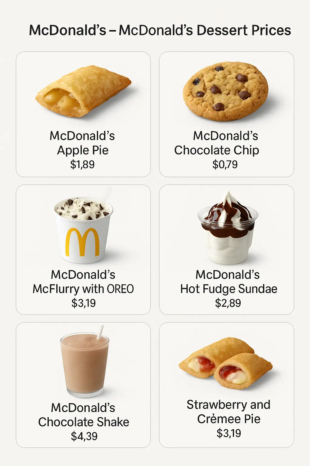 McDonald's Dessert Prices