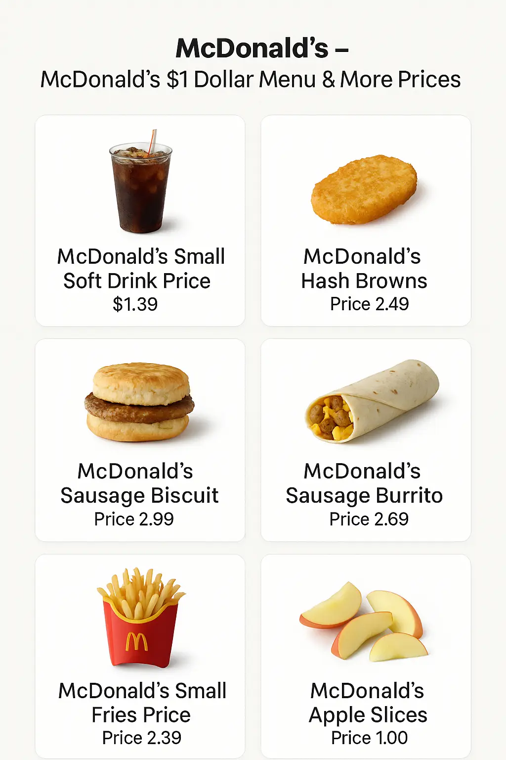 McDonald's $1 Dollar Menu & More Prices