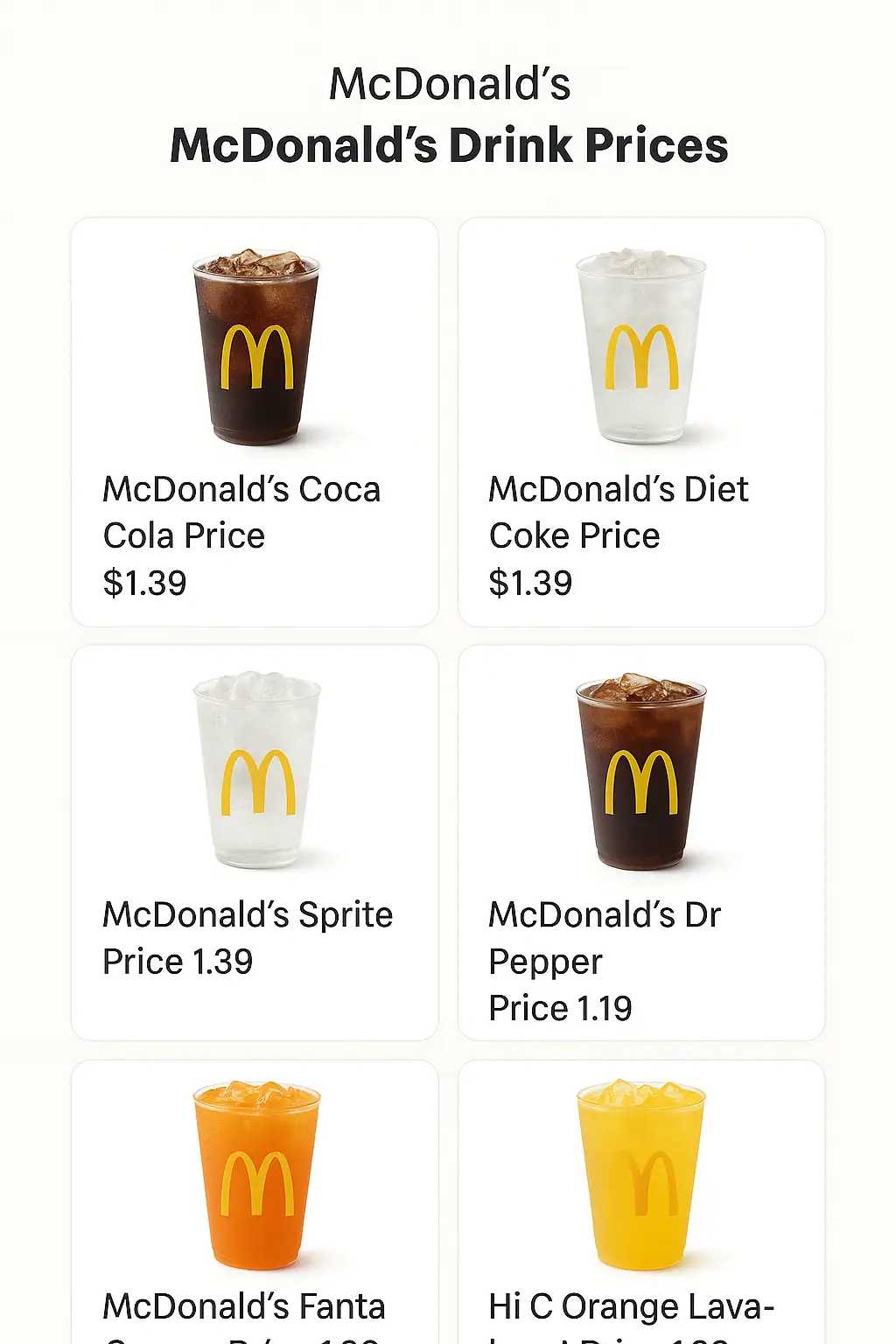 McDonald's Drink Prices