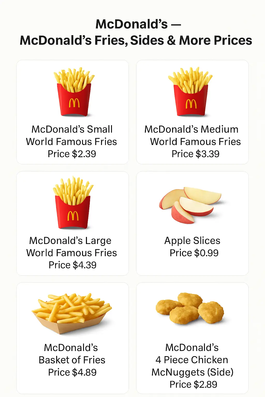 McDonald’s Fries, Sides & More Prices