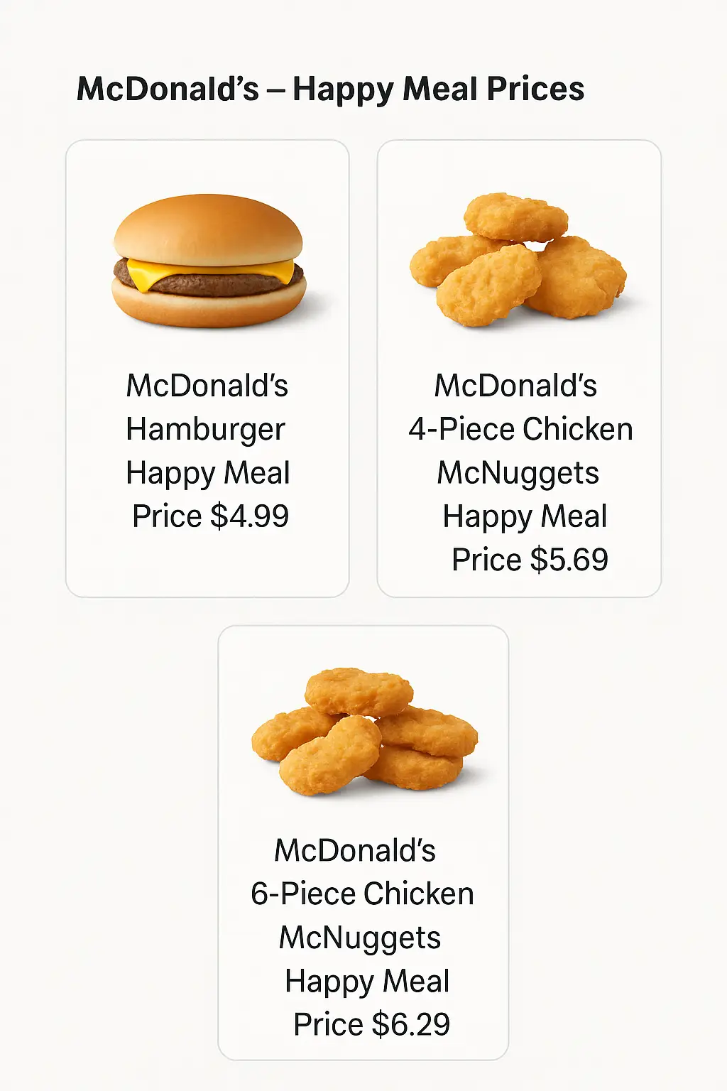 McDonald's Happy Meal Prices