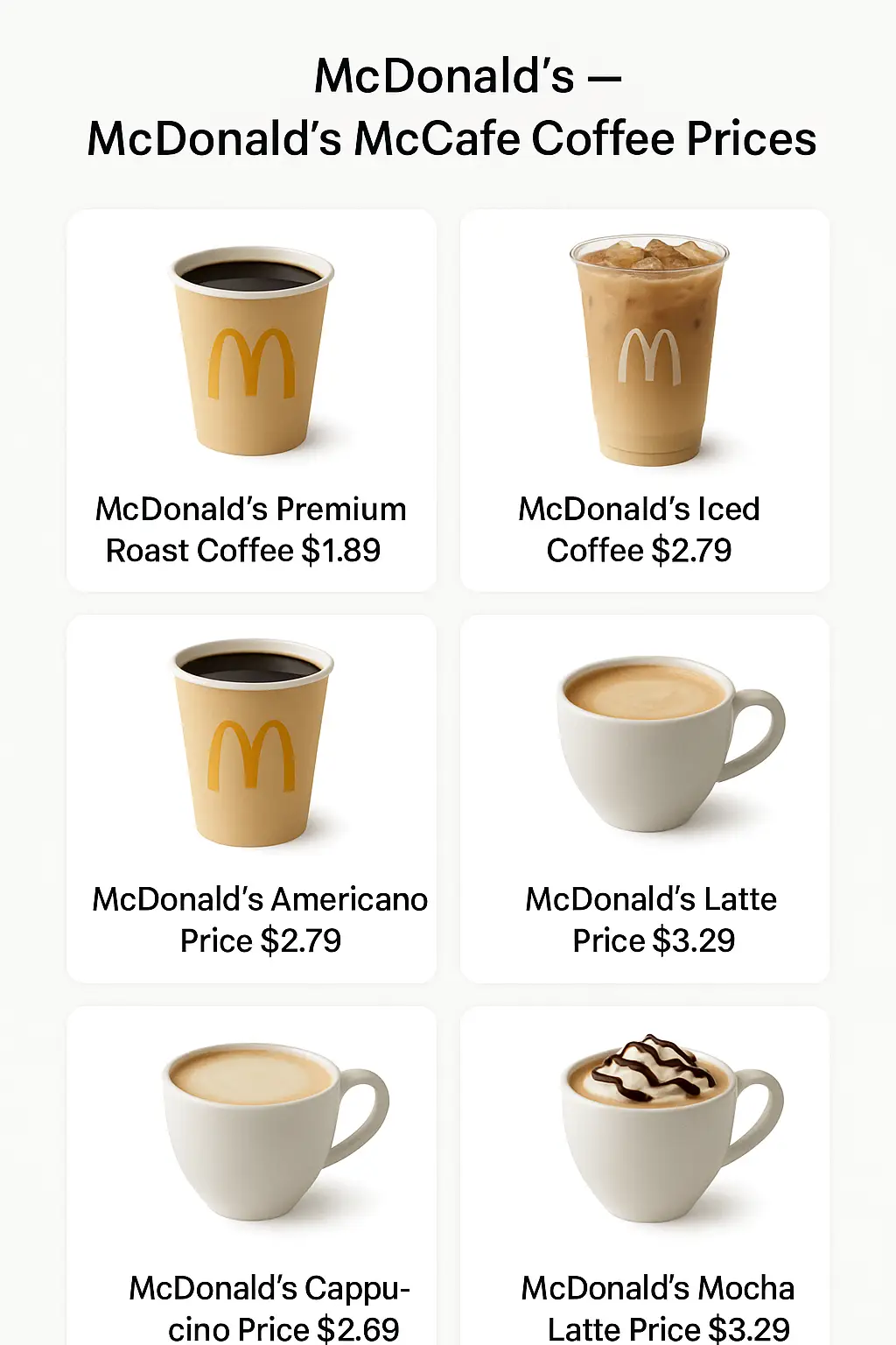 McDonald's McCafe Coffee Prices