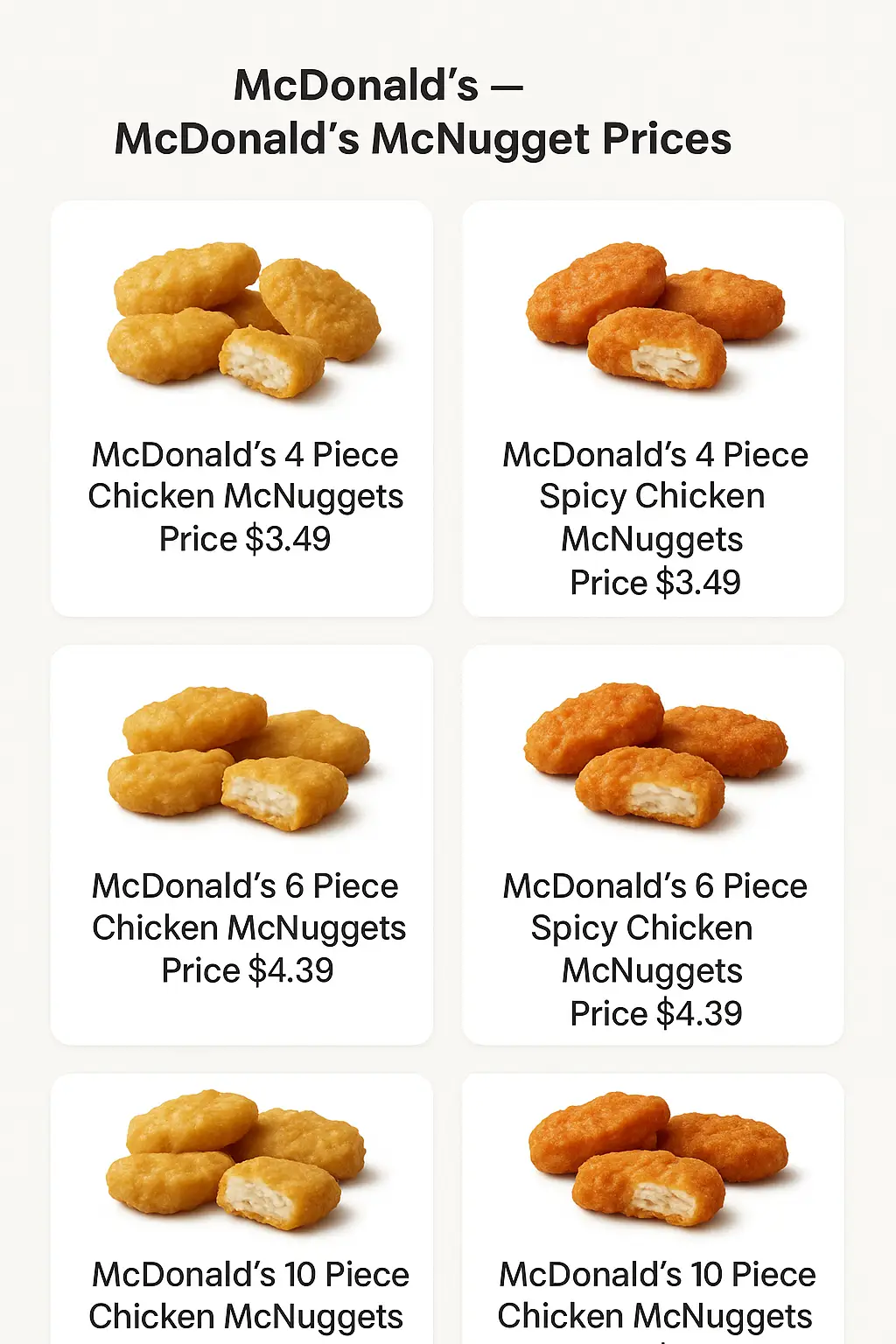 McDonald's McNugget Prices