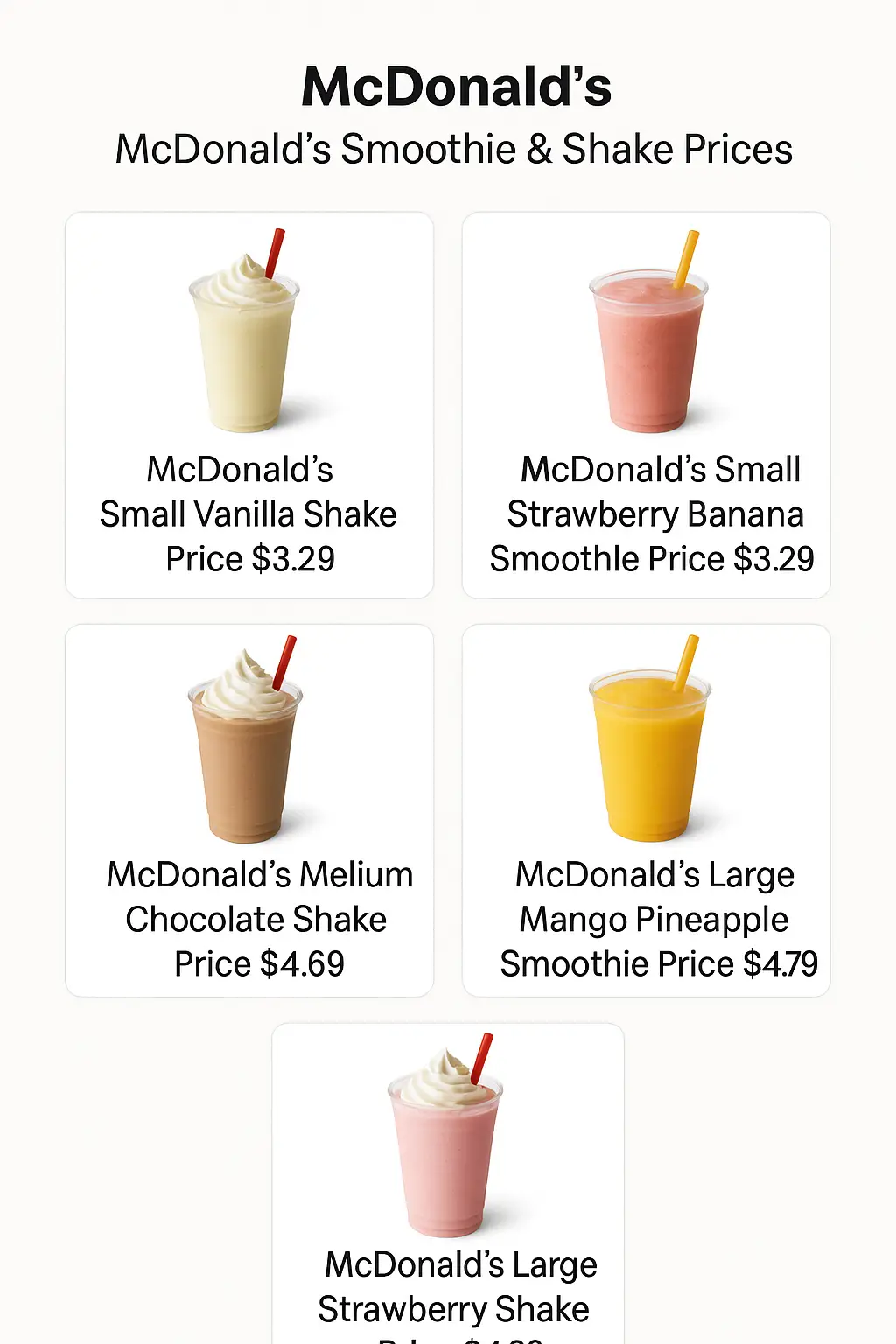 McDonald's Smoothie & Shake Prices