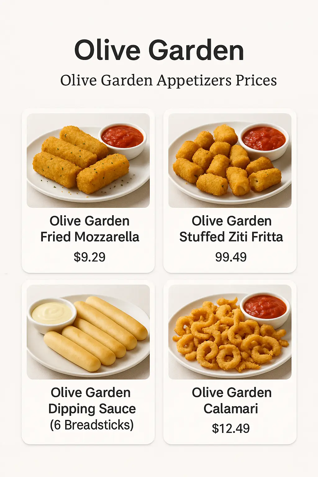 Olive Garden Appetizers Prices