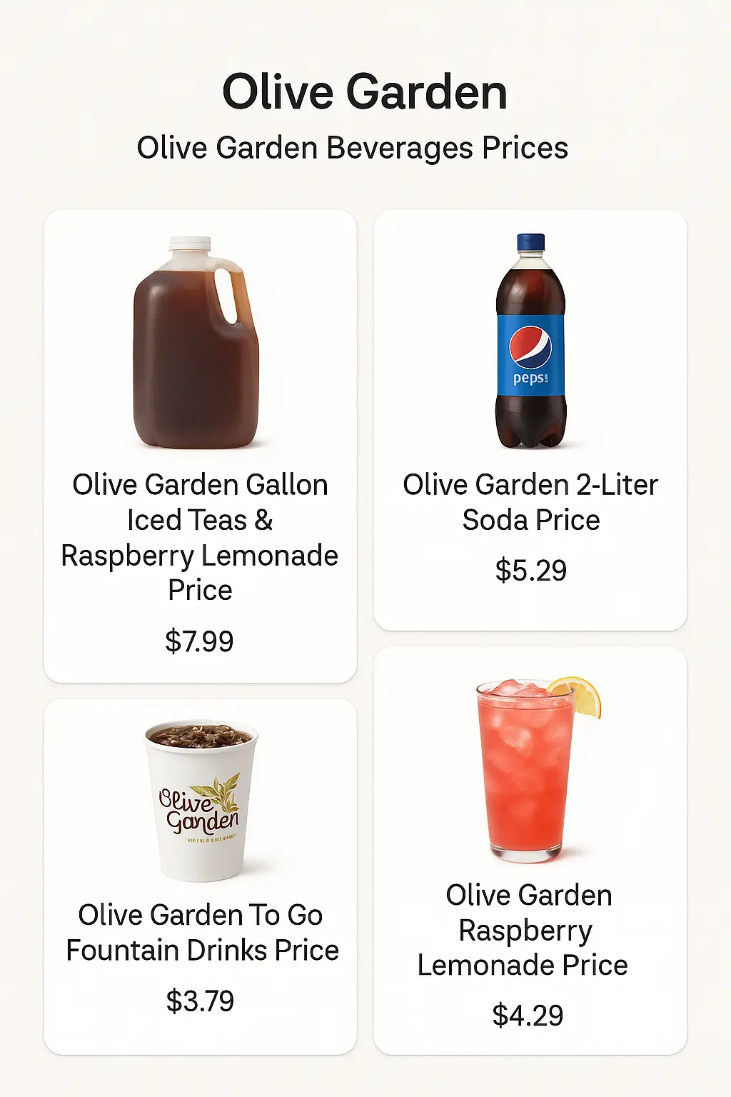 Olive Garden Beverages Prices