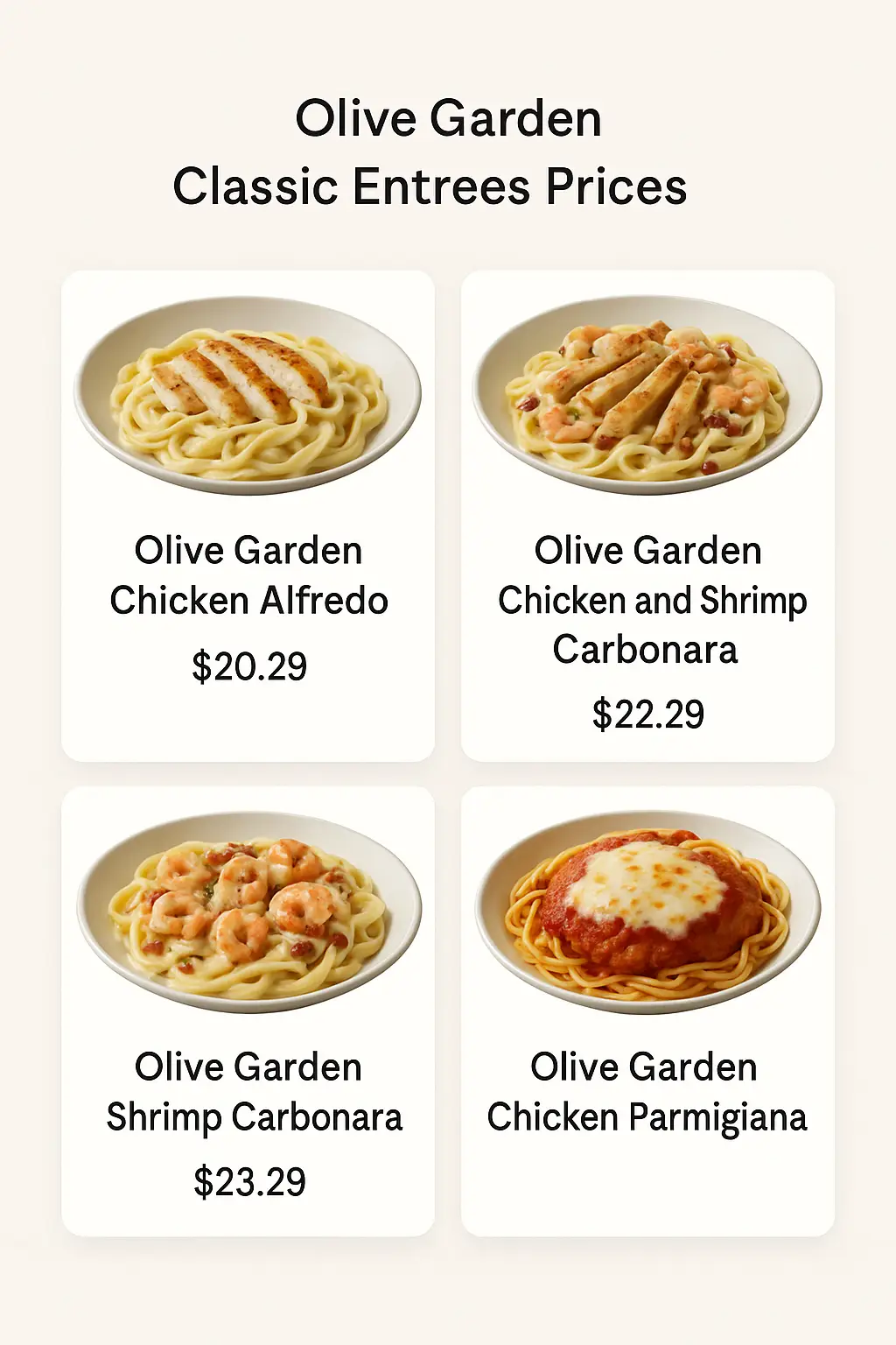 Olive Garden Classic Entrees Prices