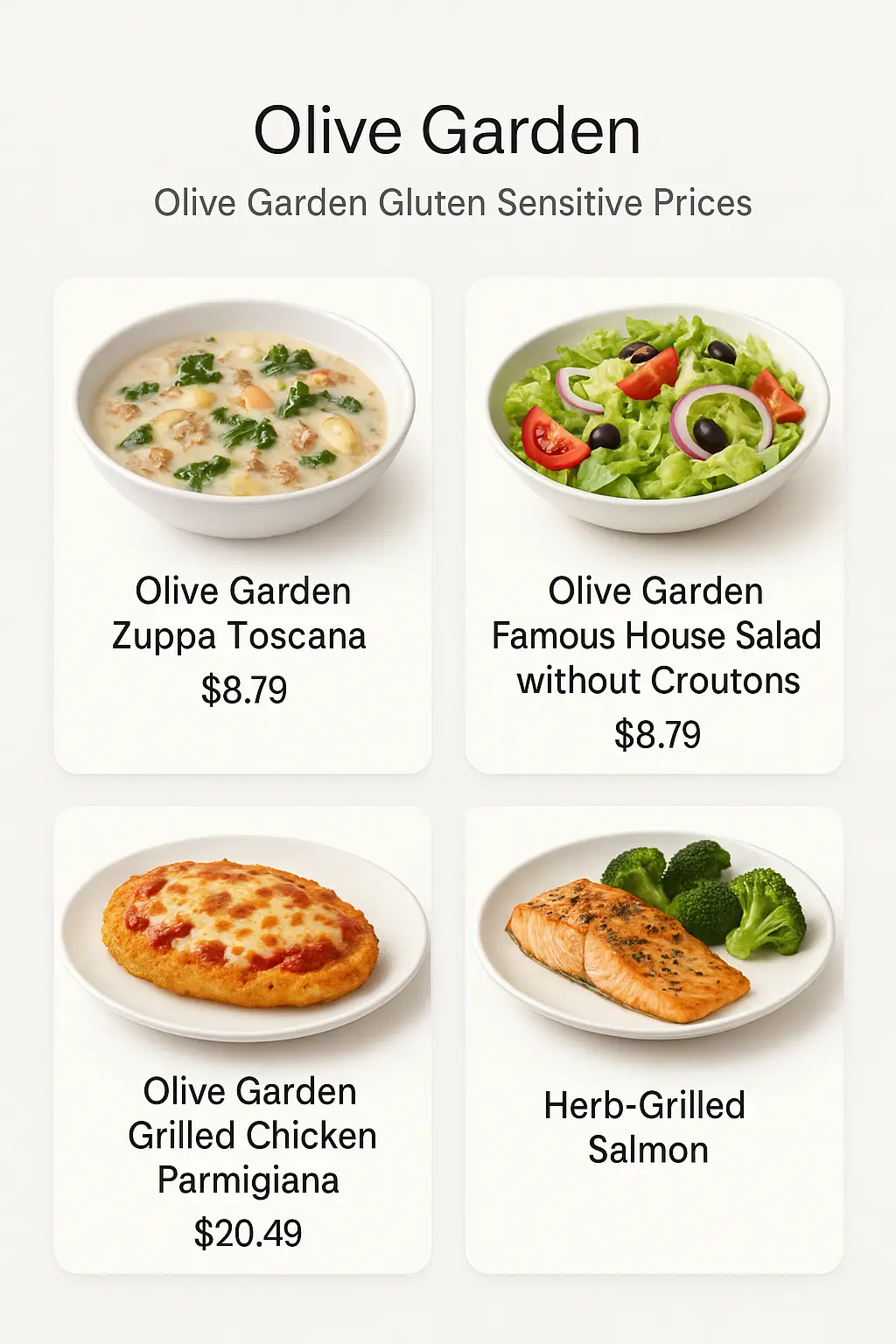 Olive Garden Gluten Sensitive Prices