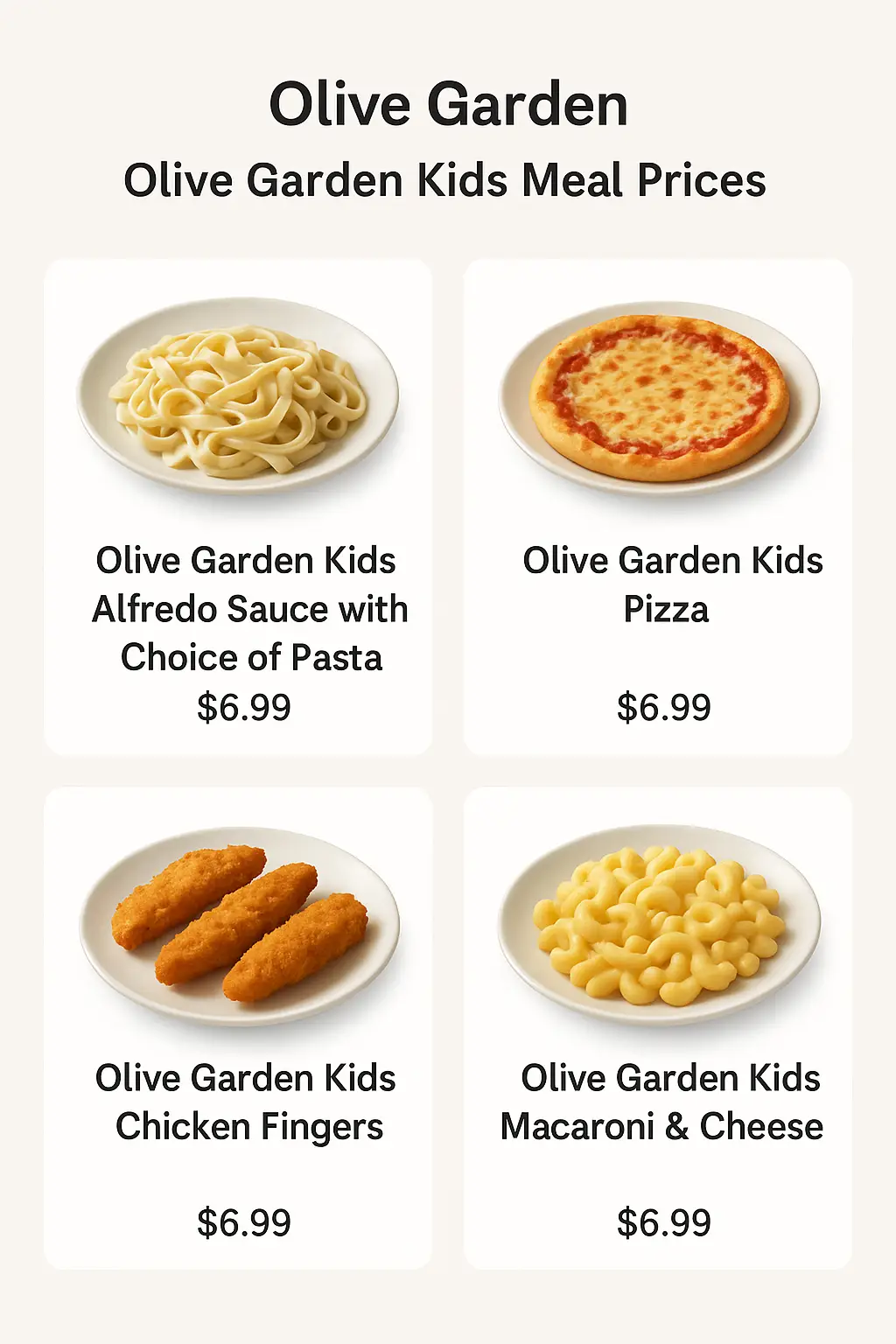 Olive Garden Kids Meal Prices