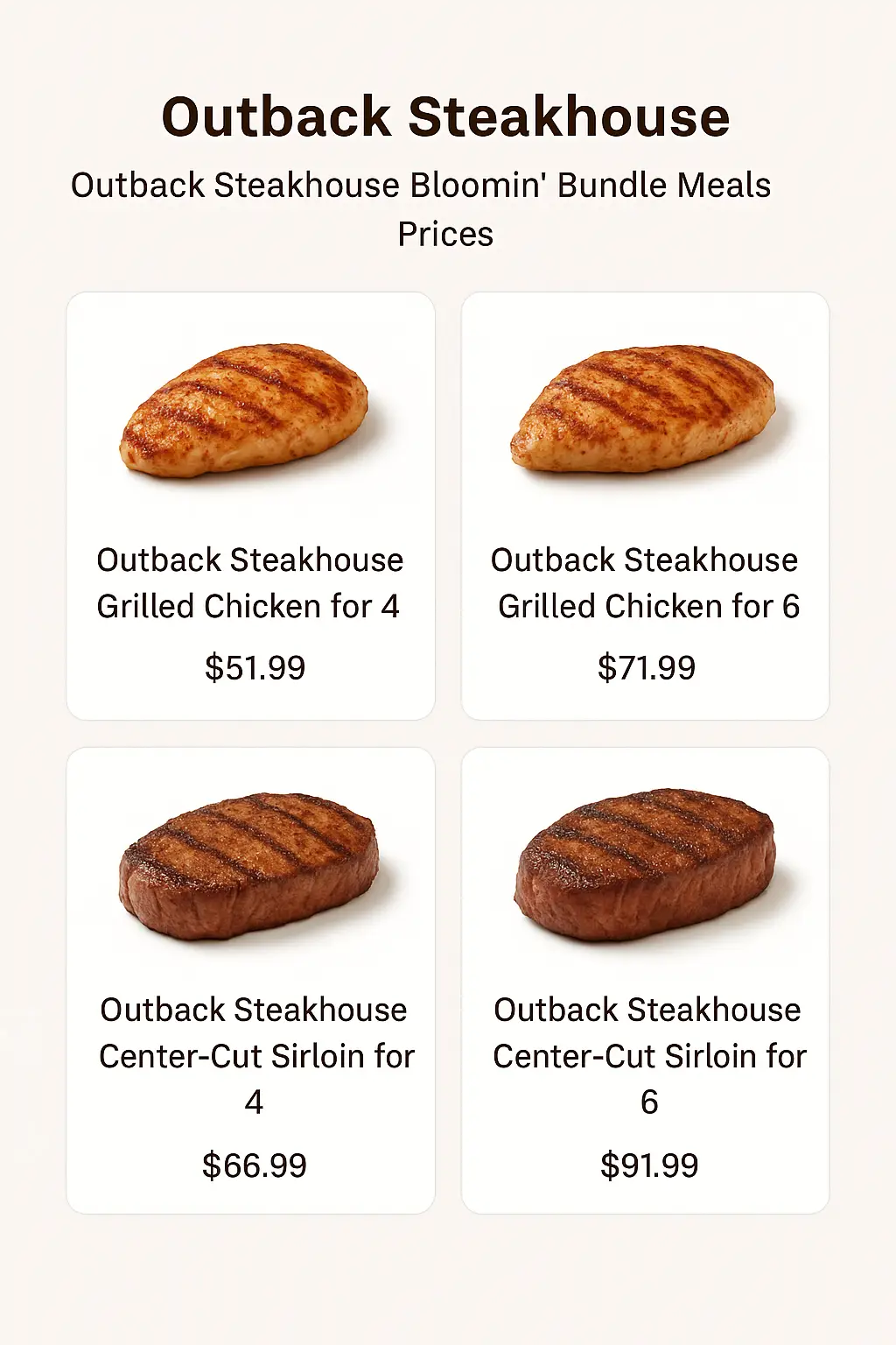 Outback Steakhouse Bloomin' Bundle Meals Prices