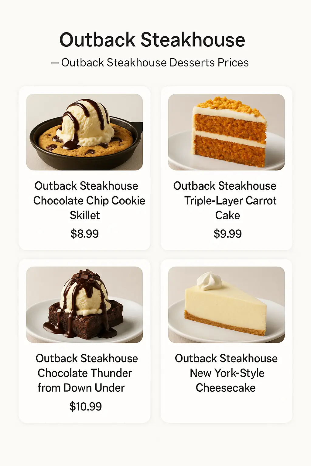 Outback Steakhouse Desserts Prices