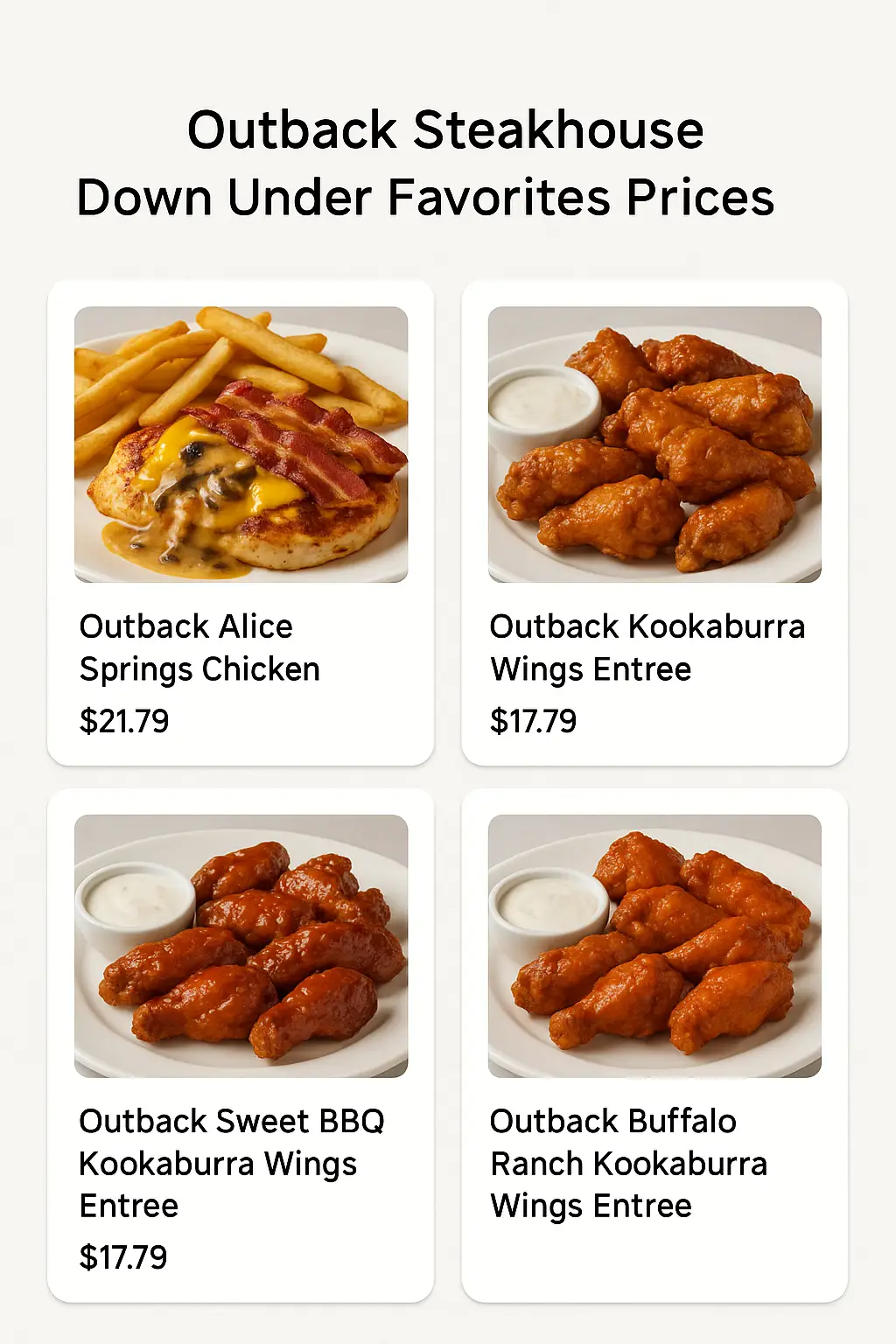 Outback Steakhouse Down Under Favorites Prices