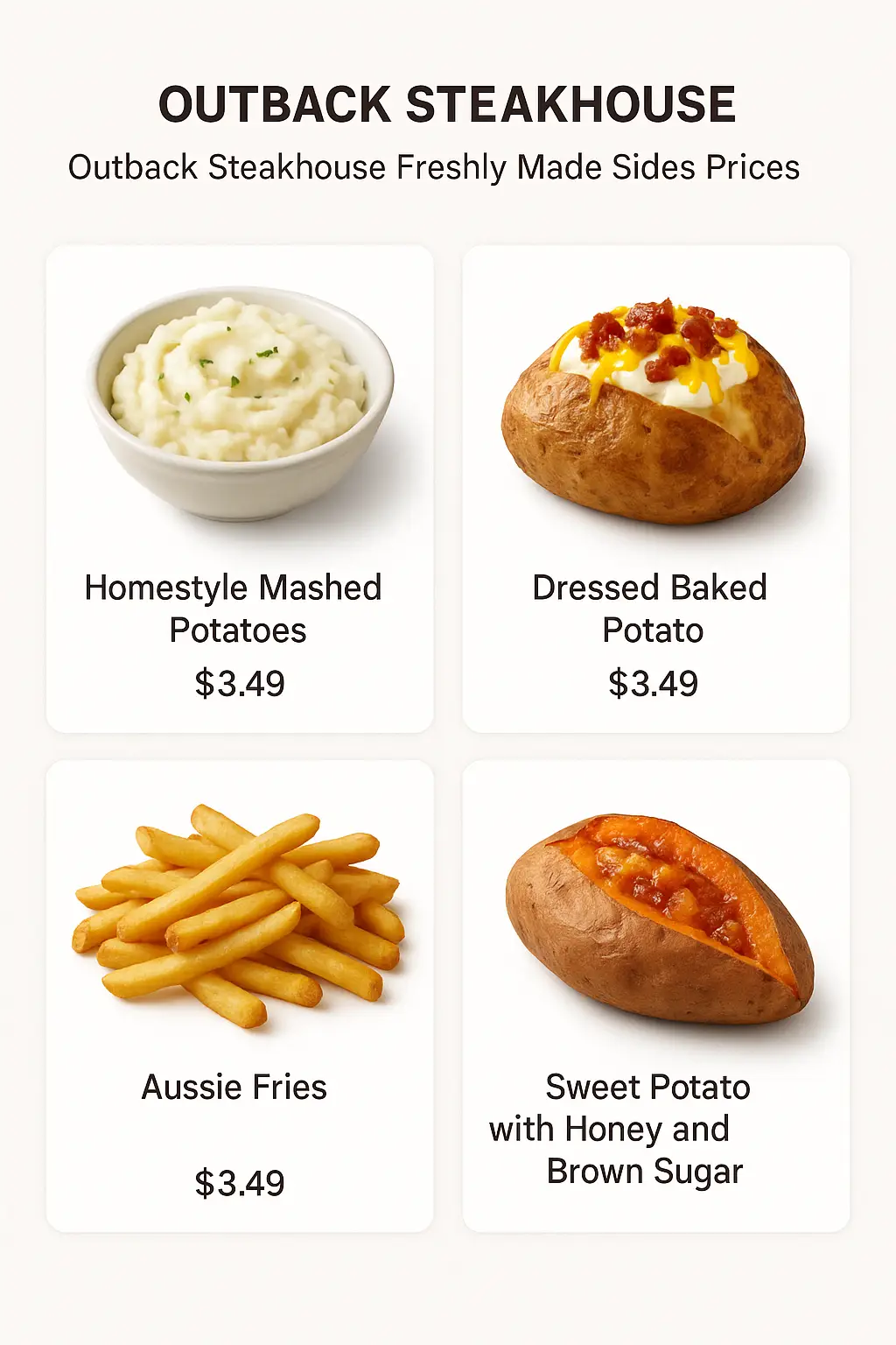 Outback Steakhouse Freshly Made Sides Prices