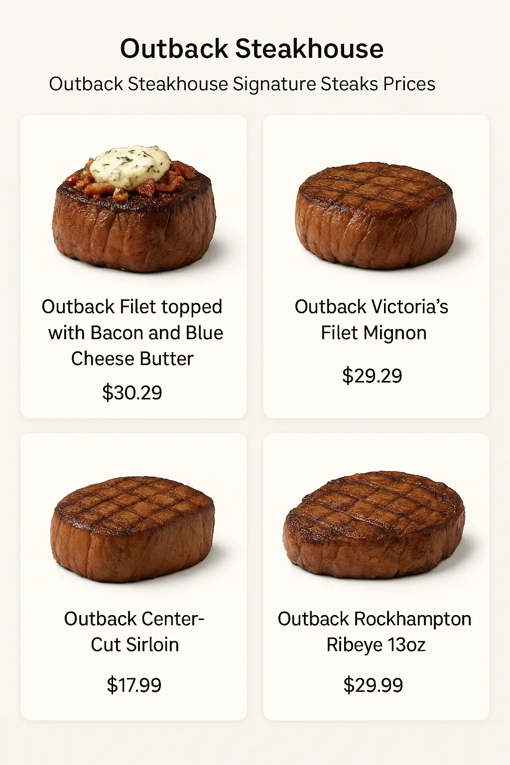 Outback Steakhouse Signature Steaks Prices