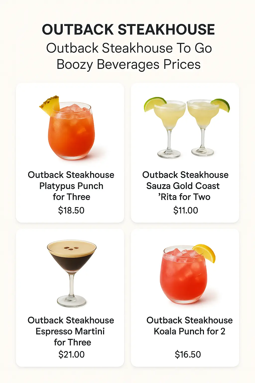 Outback Steakhouse To Go Boozy Beverages Prices