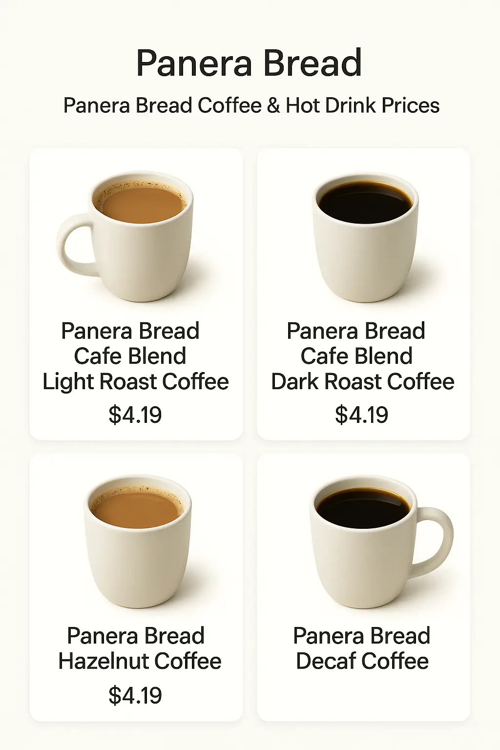Panera Bread Coffee & Hot Drink Prices