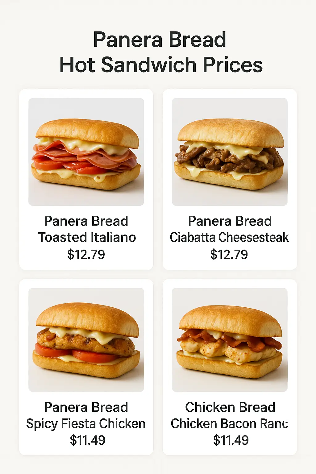 Panera Bread Hot Sandwich Prices