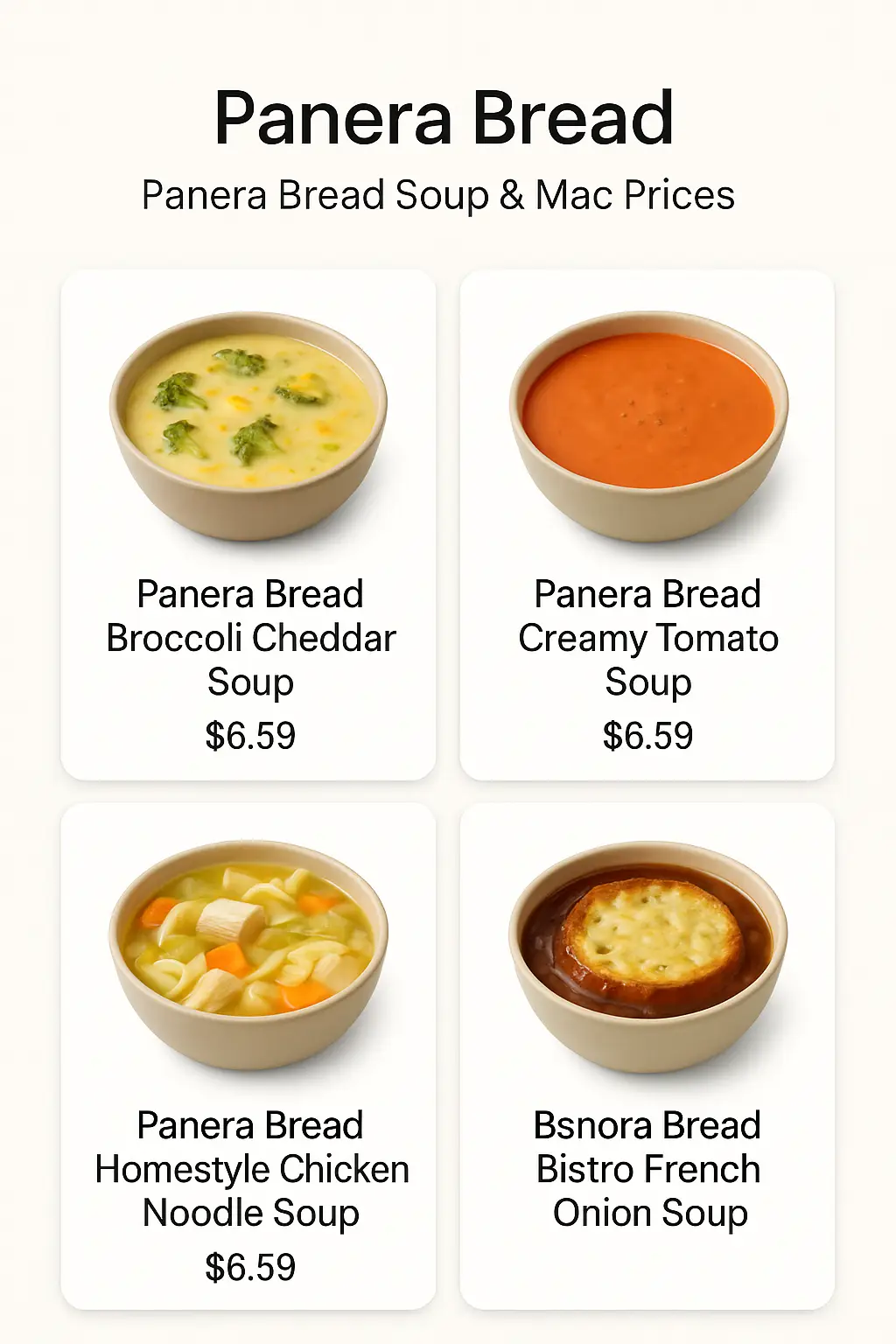 Panera Bread Soup & Mac Prices
