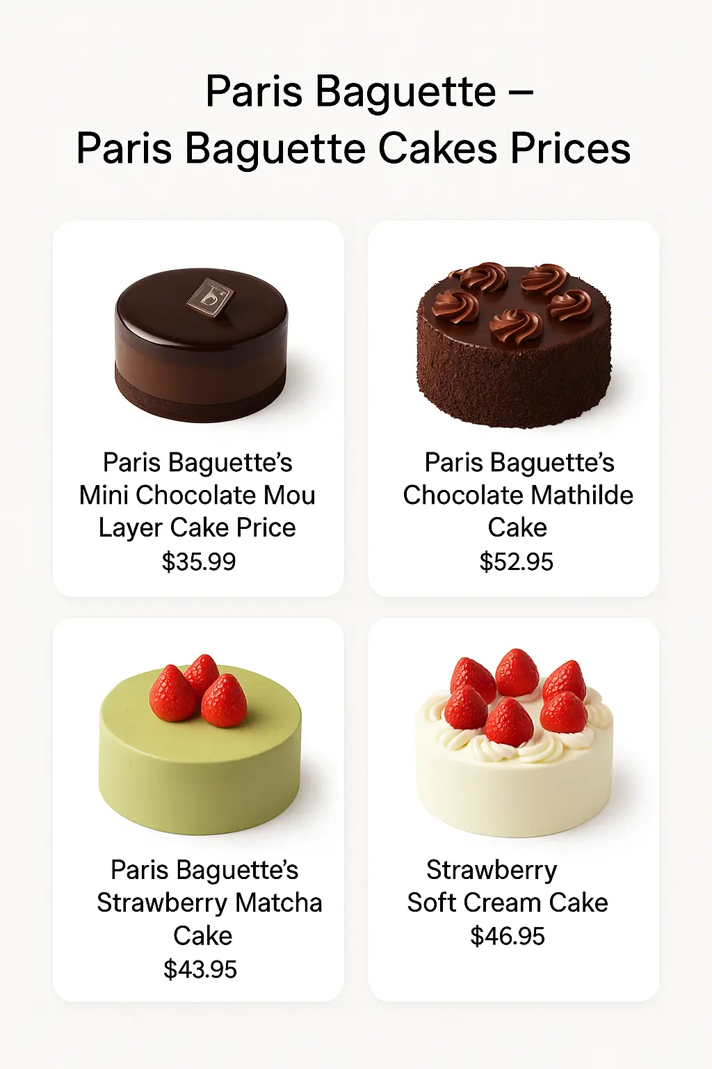Paris Baguette Cakes Prices
