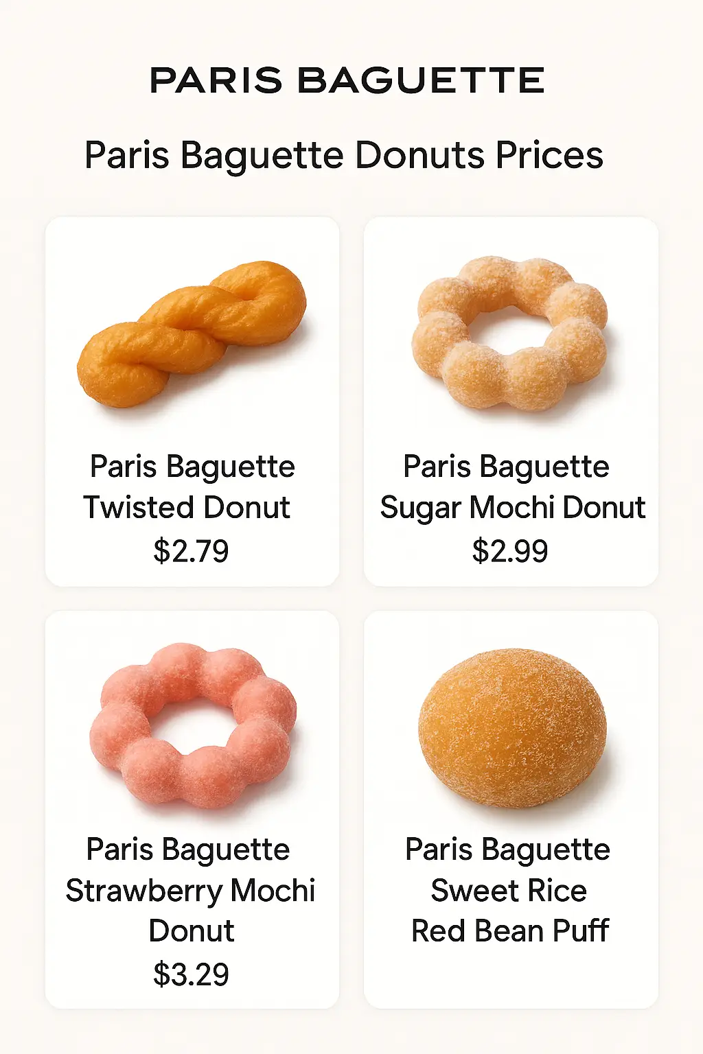 Paris Baguette Donuts Prices
