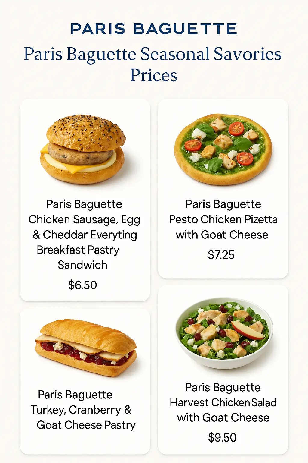 Paris Baguette Seasonal Savories Prices