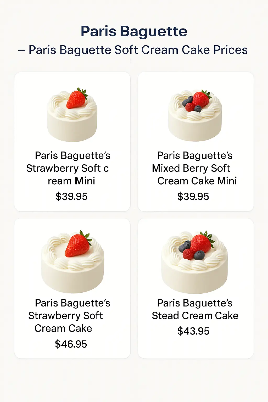 Paris Baguette Soft Cream Cake Prices