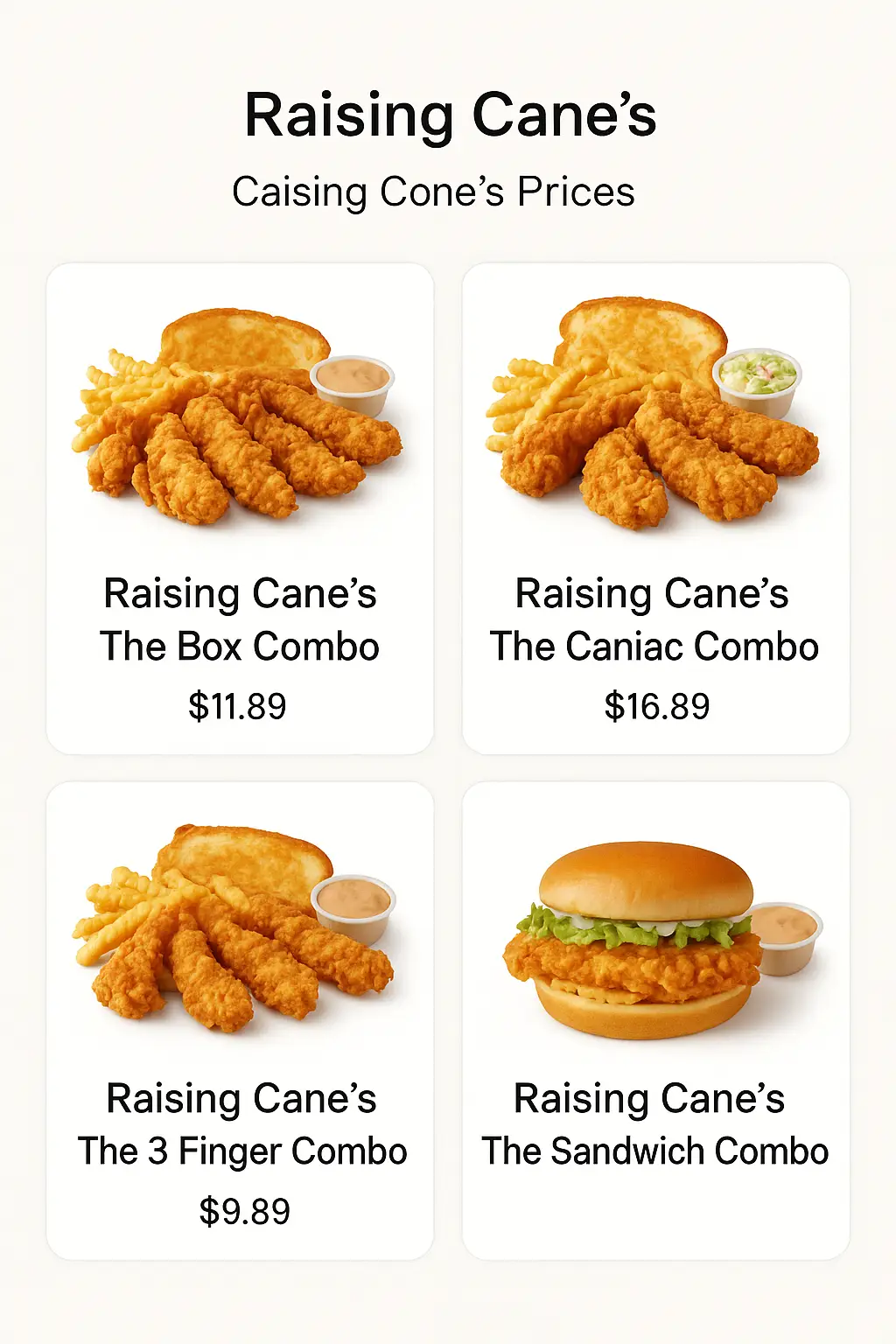 Raising Cane's Combos Prices