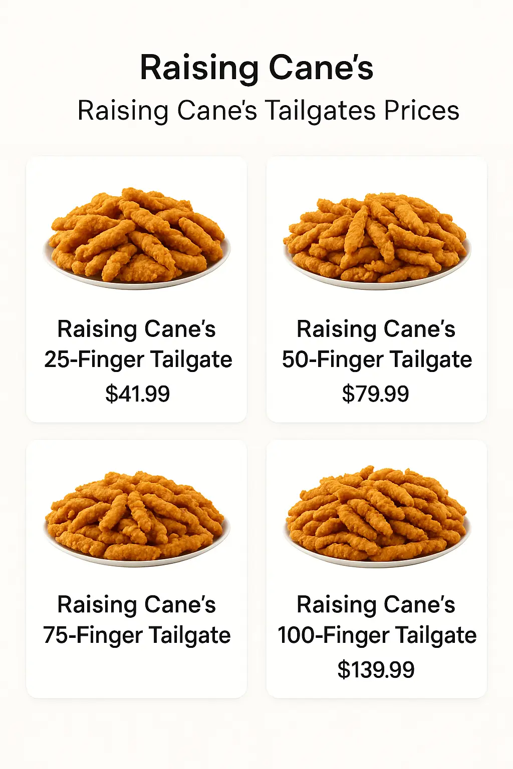 Raising Cane's Tailgates Prices