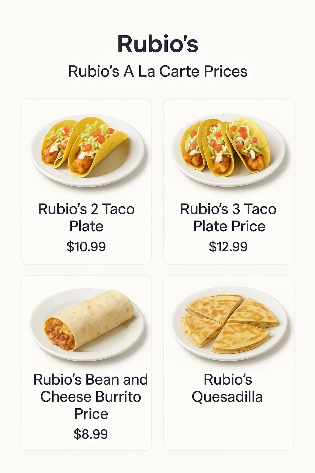 Rubio's A La Carte Prices
