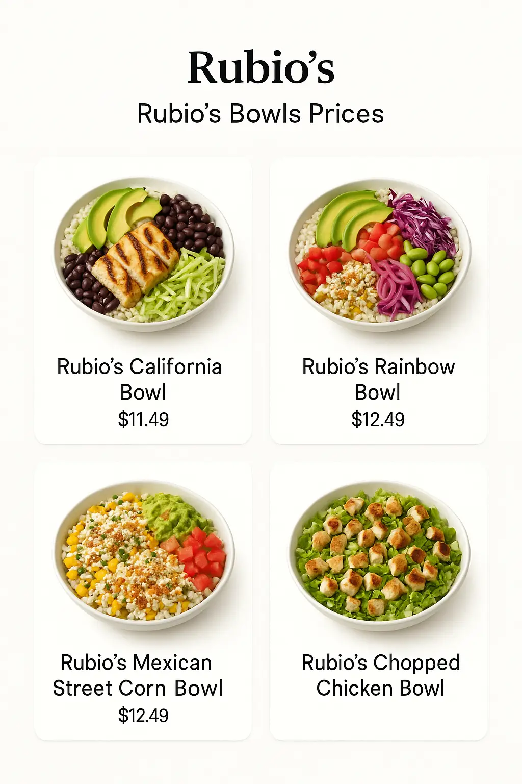 Rubio's Bowls Prices