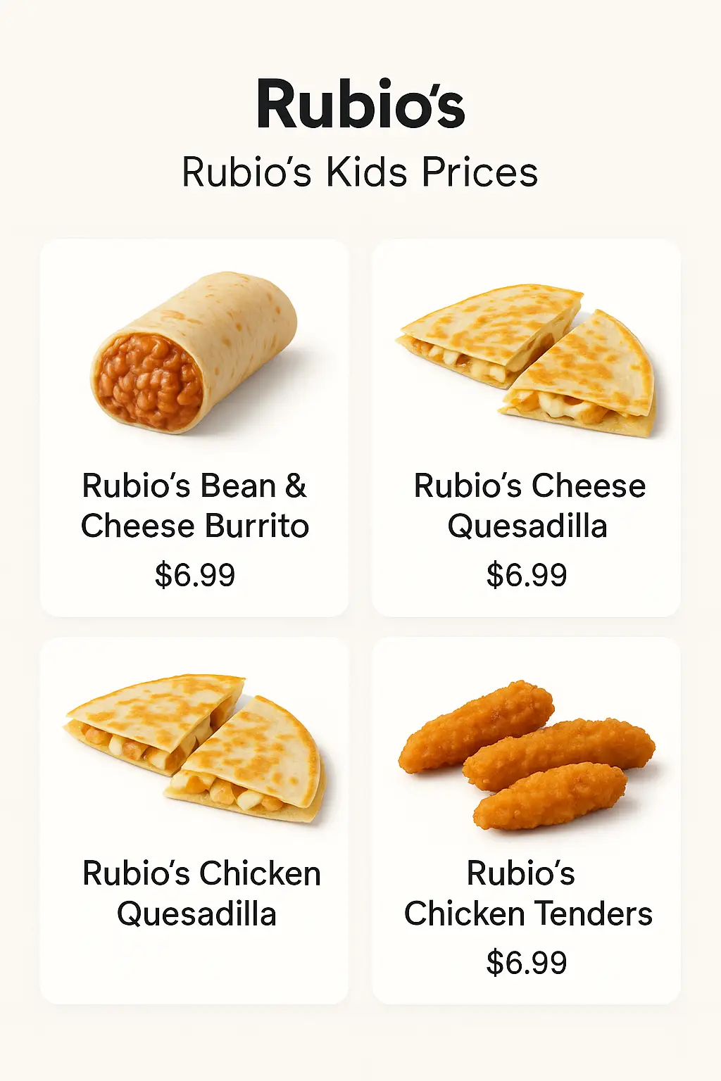 Rubio's Kids Prices